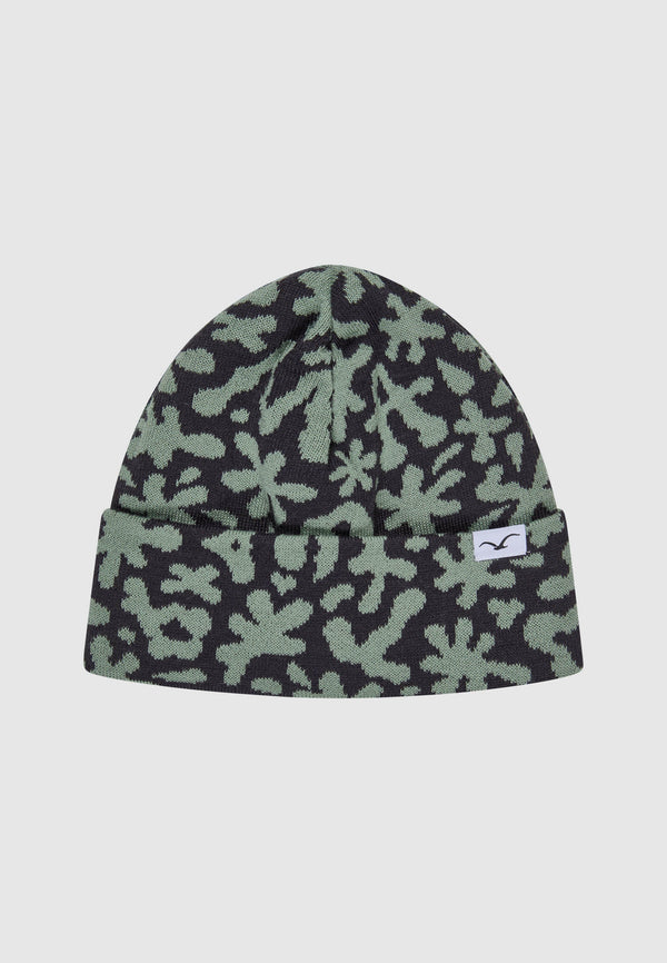 Cleptomanicx Oh Shit Blue Graphite Beanie Unisex blaugrau gemustert