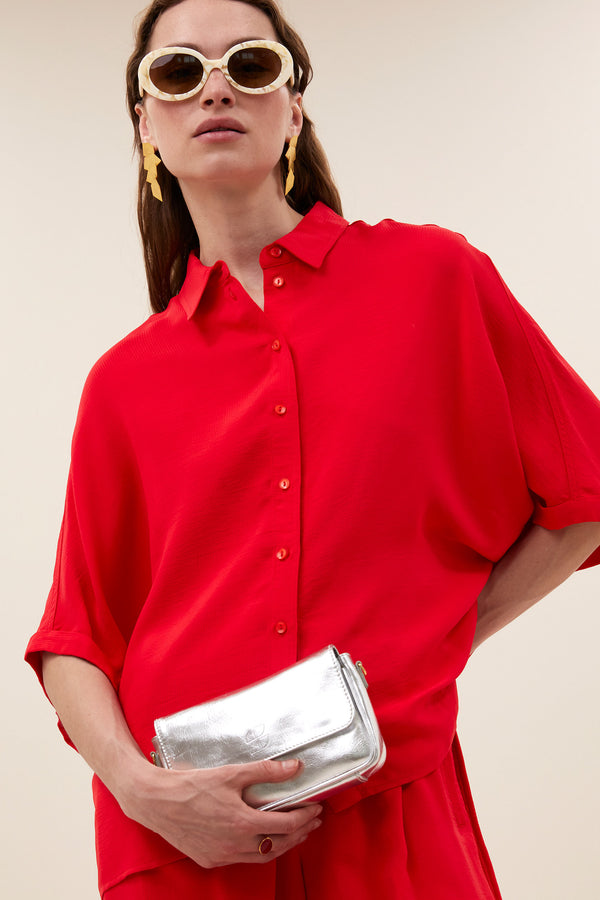By-Bar Sunny Satin Stripe Blouse Bluse Damen rot