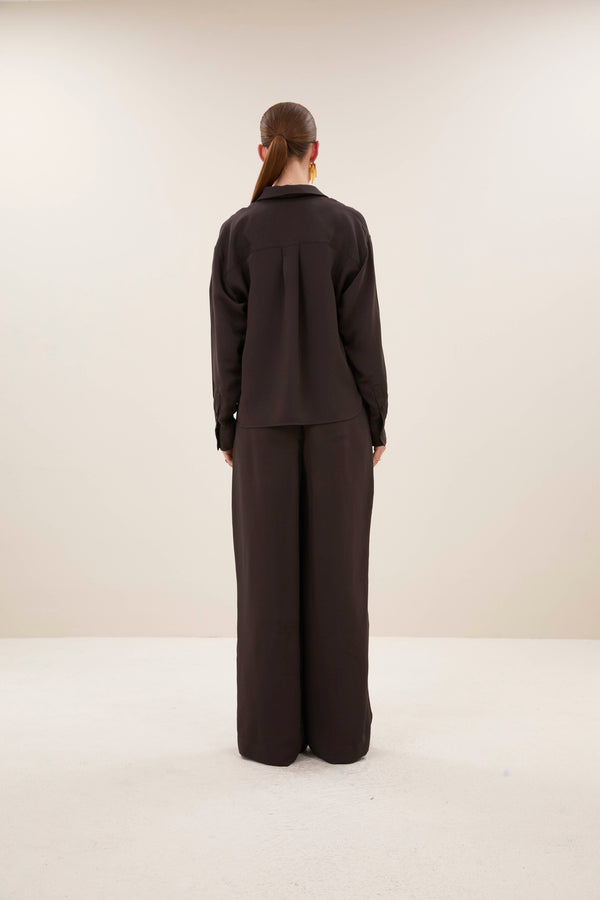 By-Bar Kris Satin Stripe Blouse Espresso Damen Viskose Bluse braun
