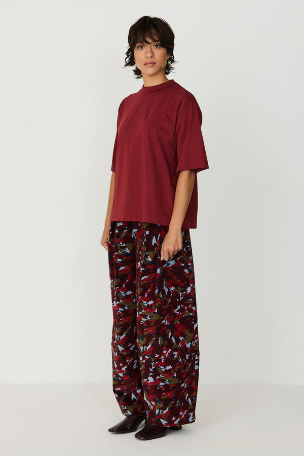 SKFK Zuntz-11-GOTs Shirt Burgundy Damen Loose Fit T-Shirt rotbraun