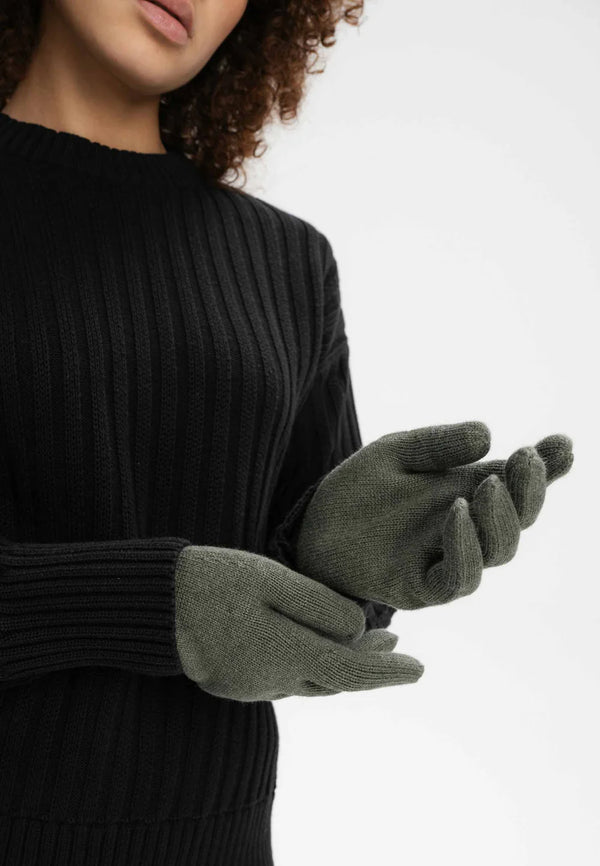 MELA Unisex Strick Handschuhe RISHI Grün Melange