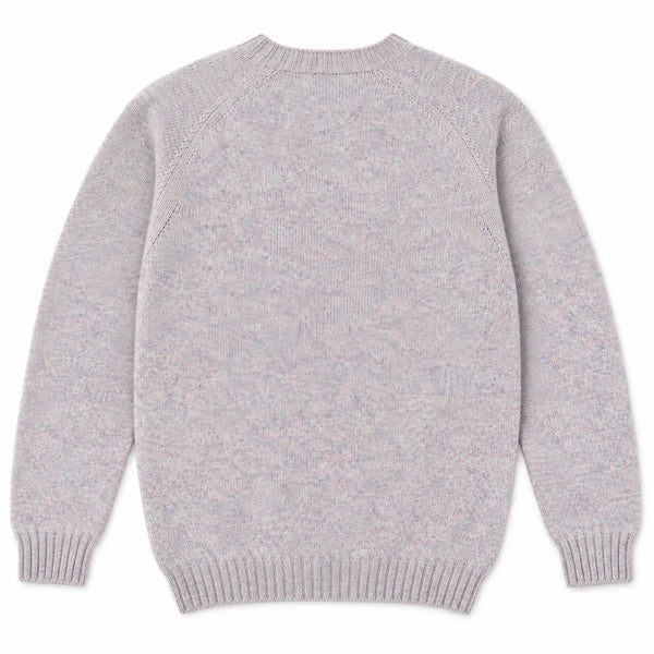 Harley of Scotland Brushed Wool Pullover Herren Hellgrau bunt meliert