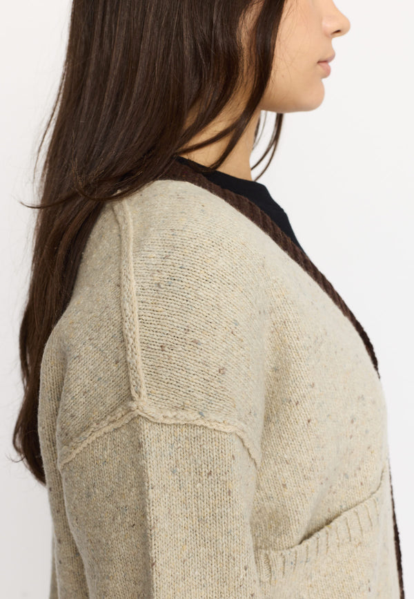 Selfhood Heavy Block Cardigan Offwhite Damen Merino Alpaka Strickjacke weiß