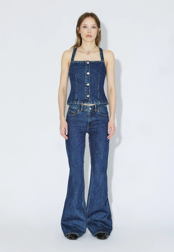 Dr. Denim Niamh Top Stream Dark Retro Vintage Denim Damen blau