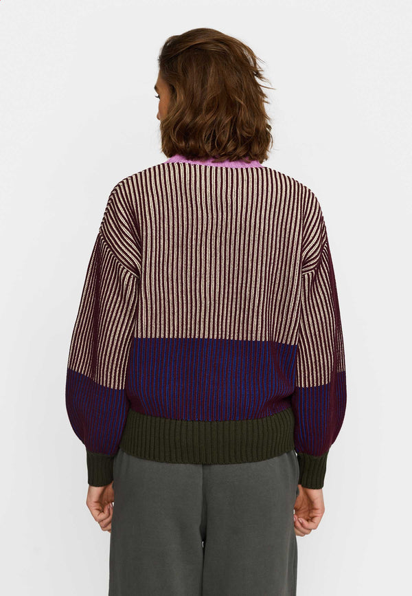 Selfhood Rib Block Knit BBurgundy Damen Strick Pullover burgunder