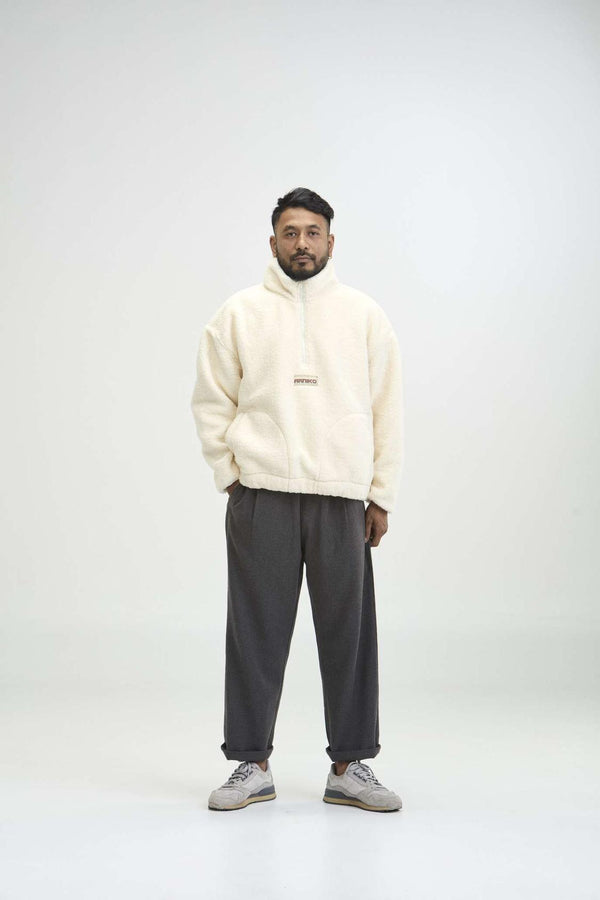 Arniko Moha Half Zip Fleecejacke Off-White Unisex Recycelt weiß