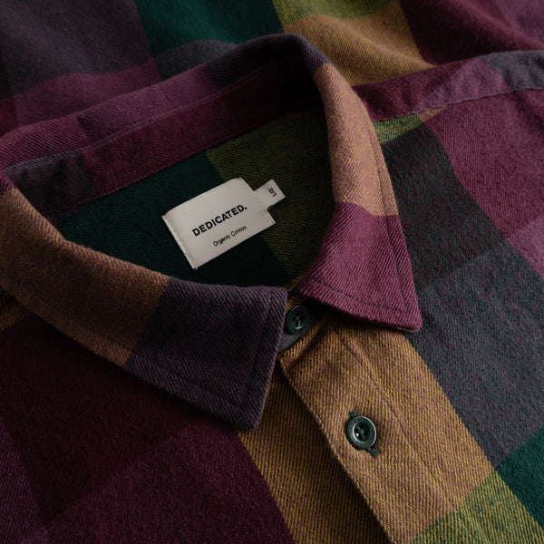 Dedicated Rute Flannel Check Bold Multi Color Flanellhemd Herren mehrfarbig – Detail