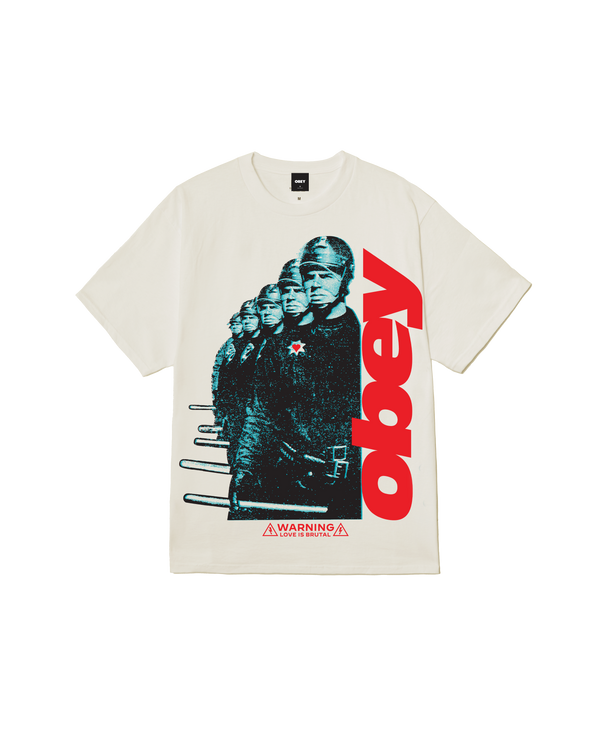 Obey Love Is Brutal T-Shirt Vintage White Herren Shirt Print weiß