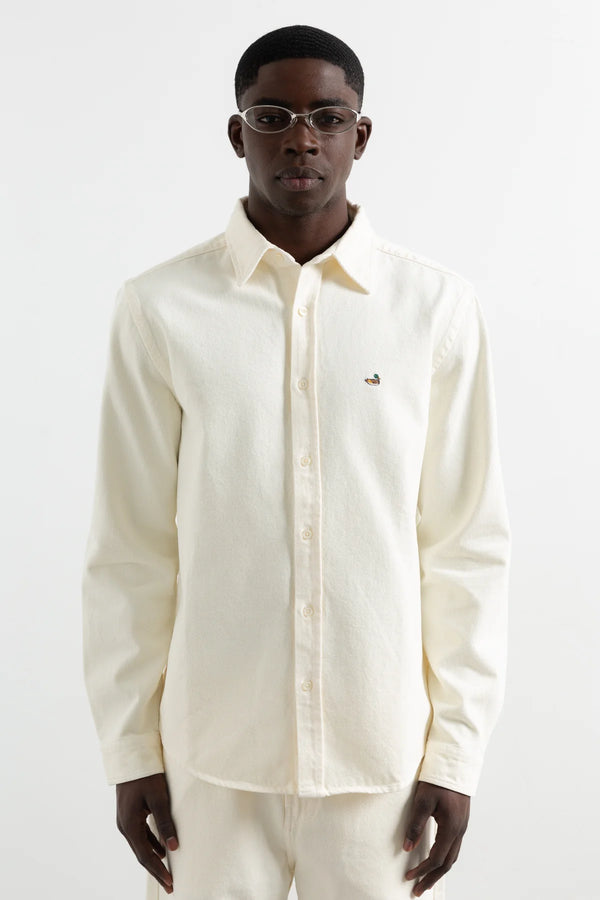 Edmmond Studios Off White Duck Denim Shirt Hemd Herren weiß