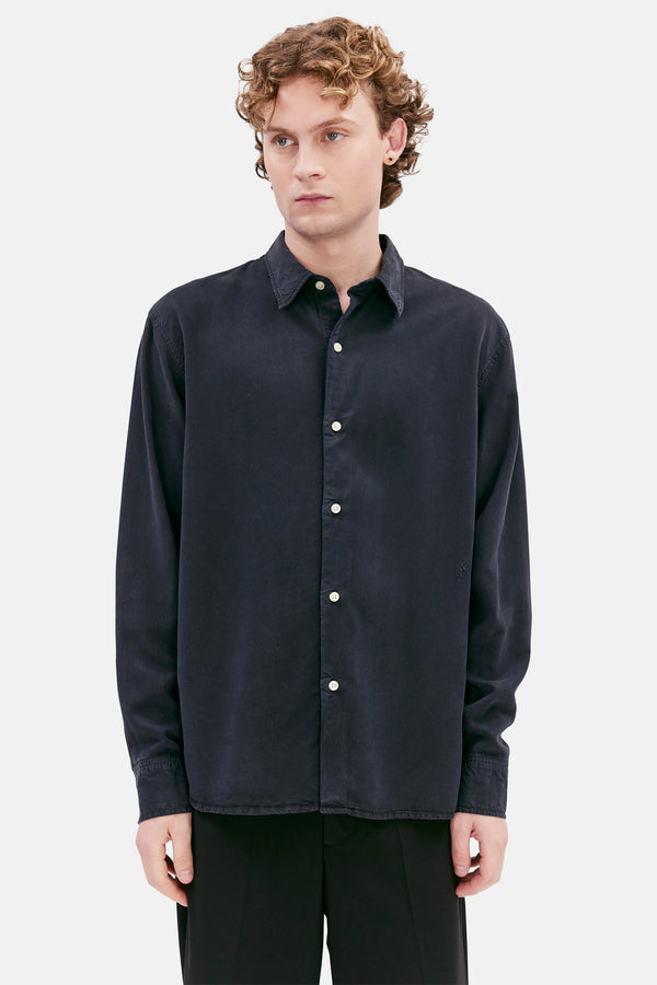Elvine Ossian Shirt Tencel Hemd Dark Navy Herren dunkelblau