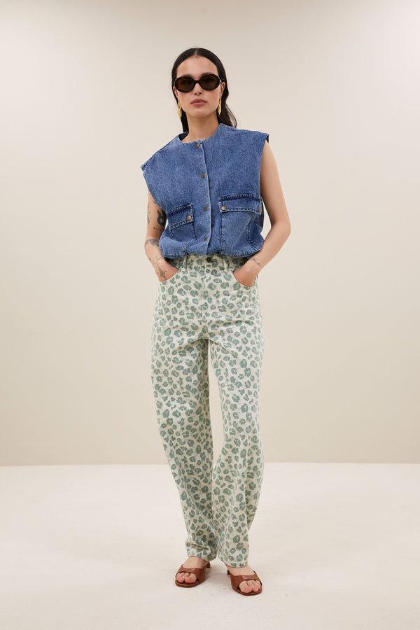 By-Bar Maggie Denim Sleeveless Jacket Weste Damen blau