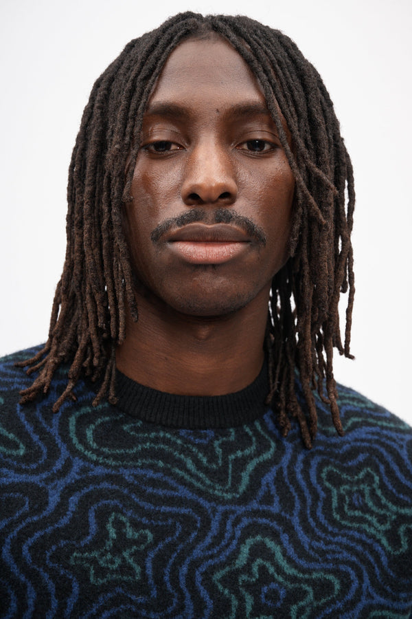 Cleptomanicx Scribbles Knit Black Crewneck Pullover Herren schwarz
