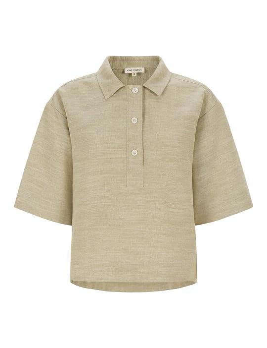 Esmé Studios ESKaya Boxy Brownie Mélange Bluse Damen beige
