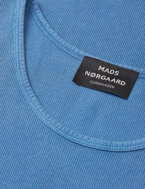 Mads Nørgaard Bright Cobalt Rib Cotton Bruce Tanktop Unterhemd Herren blau