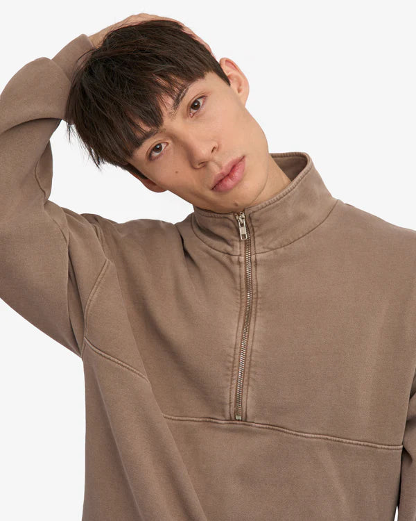 Colorful Standard Organic Quarter Zip Unisex Faded Khaki