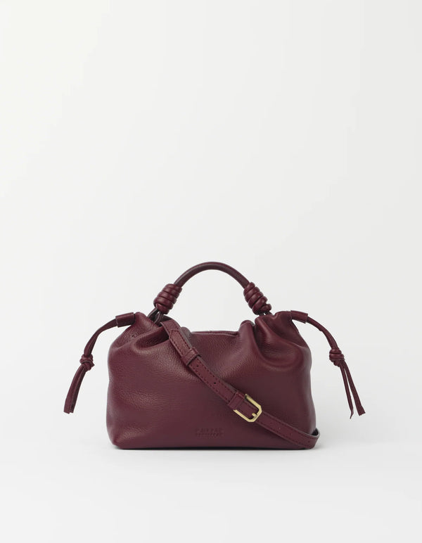 O MY BAG Kiki Mini Dark Cherry Soft Grain Ledertasche rot braun