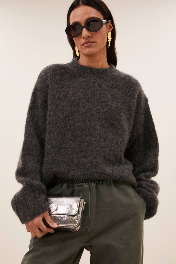 By-Bar Vasile Pullover Moss Brown Damen Mohair braun