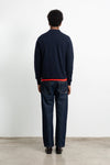 Edmmond Studios Wool Polo Navy – am Model hinten