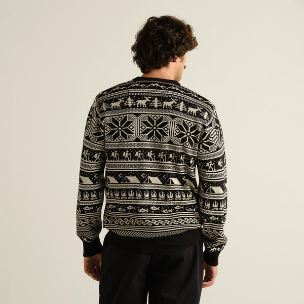 Dedicated Mora Fairisle Hike Black Herren Strickpullover schwarz ecru