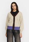 Selfhood Heavy Block Cardigan Offwhite Damen Merino Alpaka Strickjacke weiß