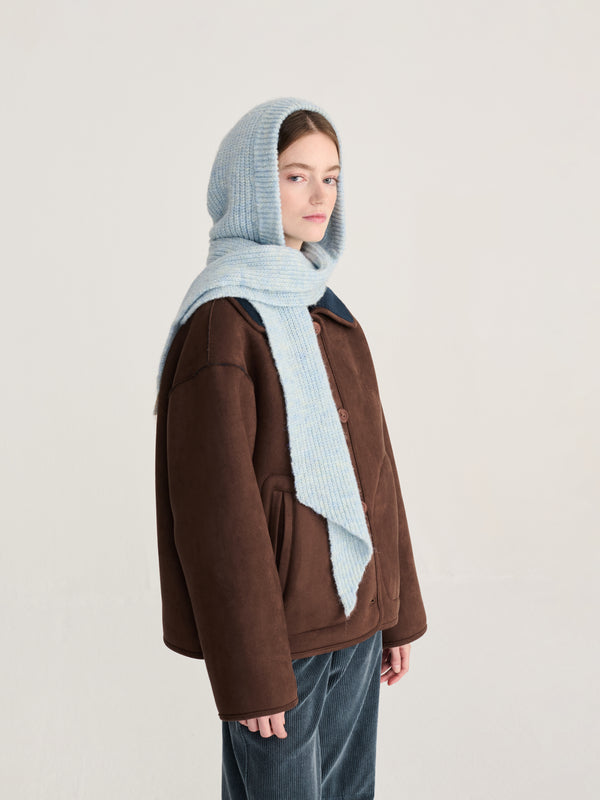 Bobo Choses Knitted Hooded Scarf Blue Unisex Schal Wolle hellblau