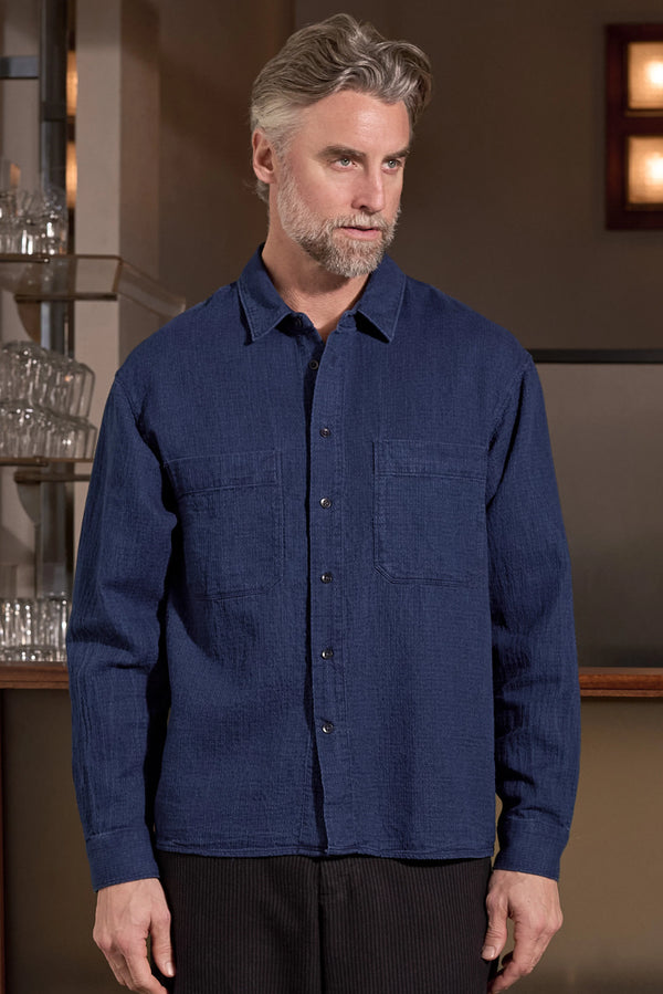 About Companions Dario Indigo Mid Blue Shirt Hemd Herren blau