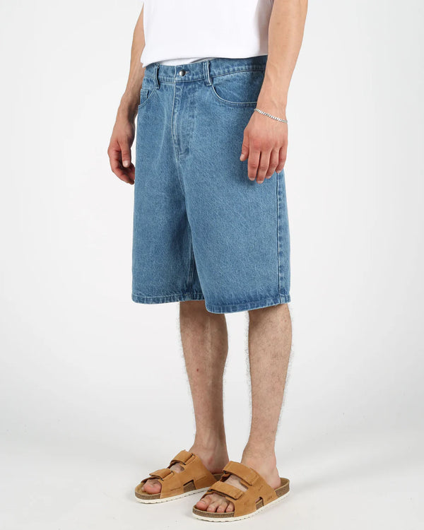 Wemoto Blue Denim 5-Pocket Shorts Herren blau