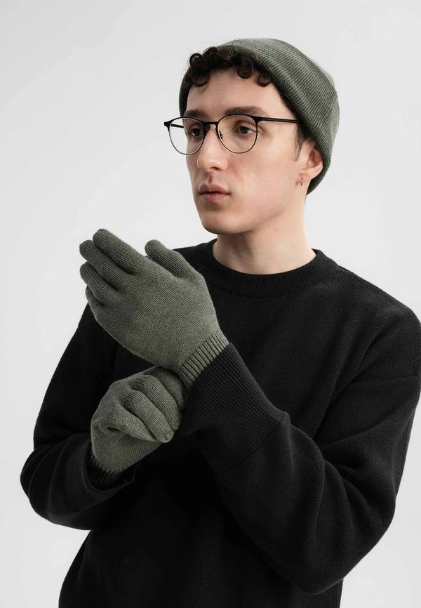 MELA Unisex Strick Handschuhe RISHI Grün Melange