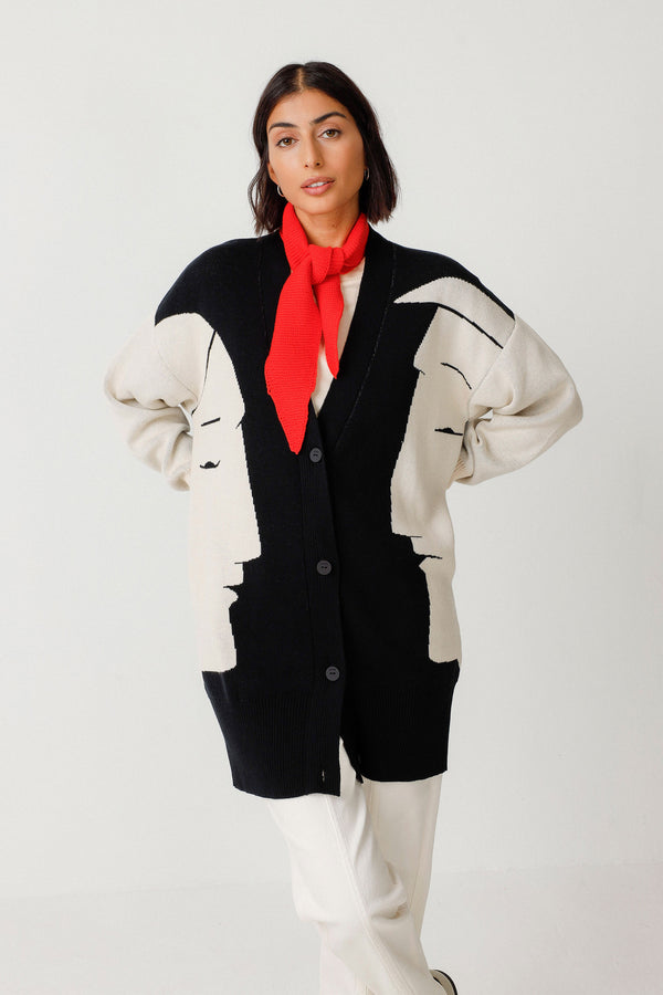 SKFK Benda GOTs Cardigan Damen Strickjacke schwarz weiß