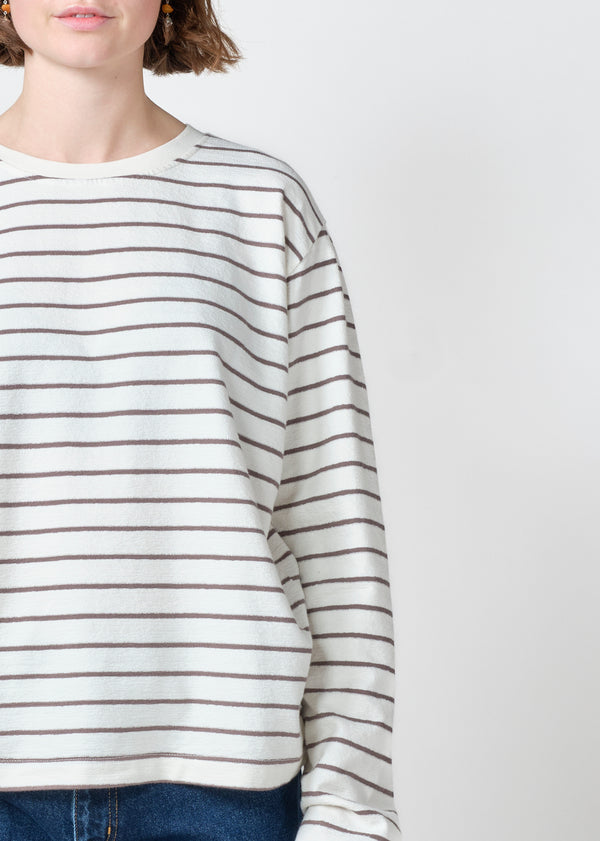 Klitmøller Paulina LS Tee Cream Taupe Damen Streifen Langarm creme