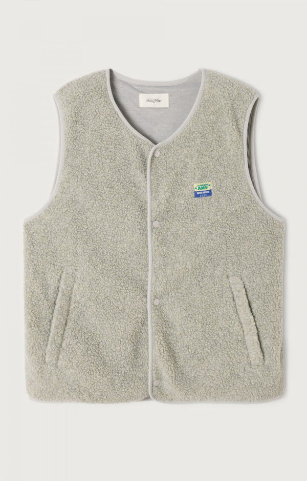 American Vintage Hoktown Teddyfleece Weste Polar Chine Meliert Herren hellgrau
