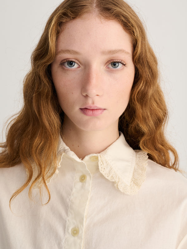 Bobo Choses Lace Ending Poplin Shirt Offwhite Damen Bluse weiß
