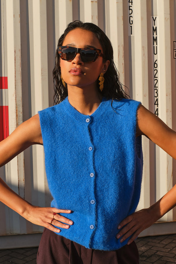 By-Bar Electric Blue Meya Spencer Pullunder Damen blau