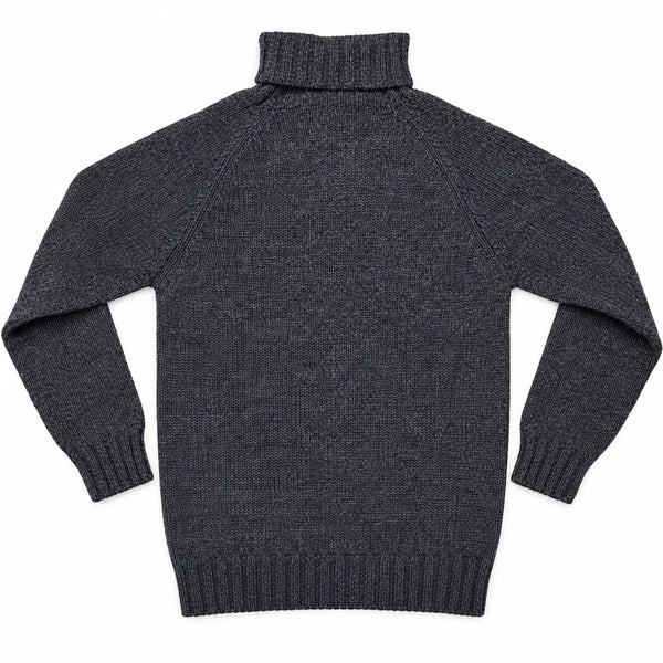 Harley of Scotland Lammwoll-Rollkragenpullover Herren Anthrazit – Stylingansicht hinten