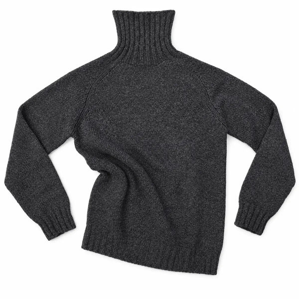 Harley of Scotland Lammwoll-Rollkragenpullover Herren Anthrazit – Stylingansicht vorne