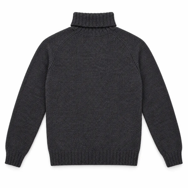 Harley of Scotland Lammwoll-Rollkragenpullover Herren Anthrazit – Rückansicht