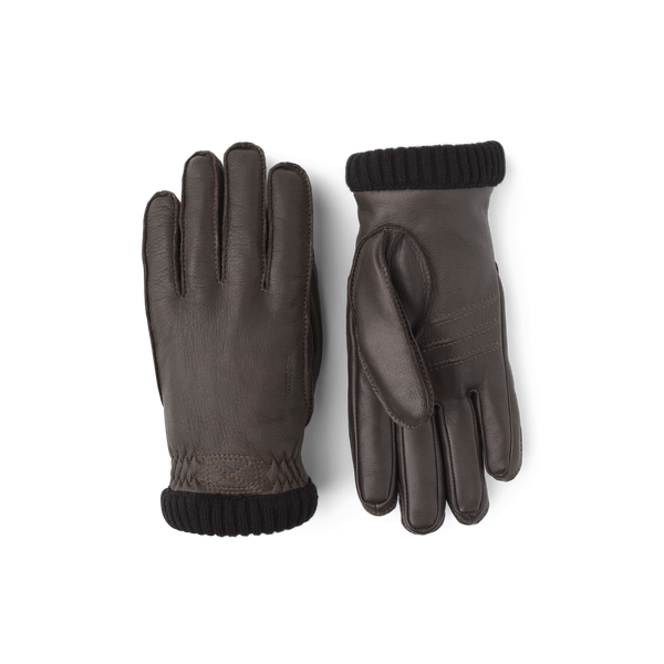 Hestra Deerskin Primaloft Rib Dark Brown Lederhandschuhe Herren dunkelbraun