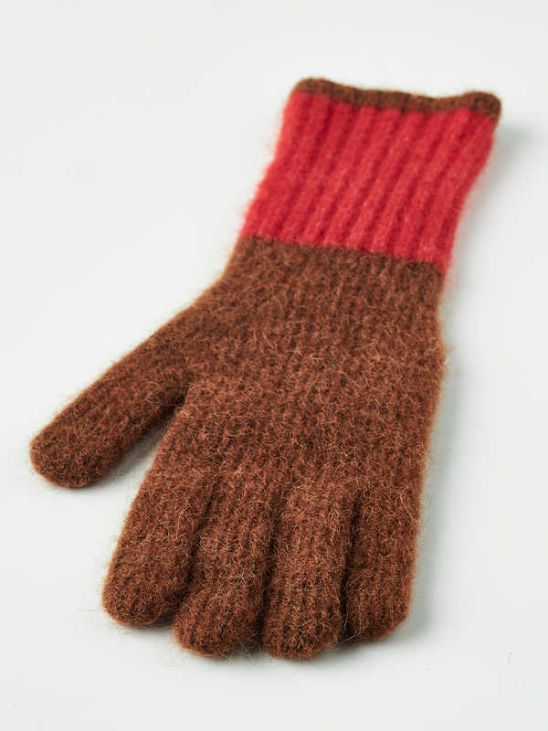Hestra Moritz Glove Camel/Light Red Strickhandschuhe unisex camel/hellrot – Ansicht 2