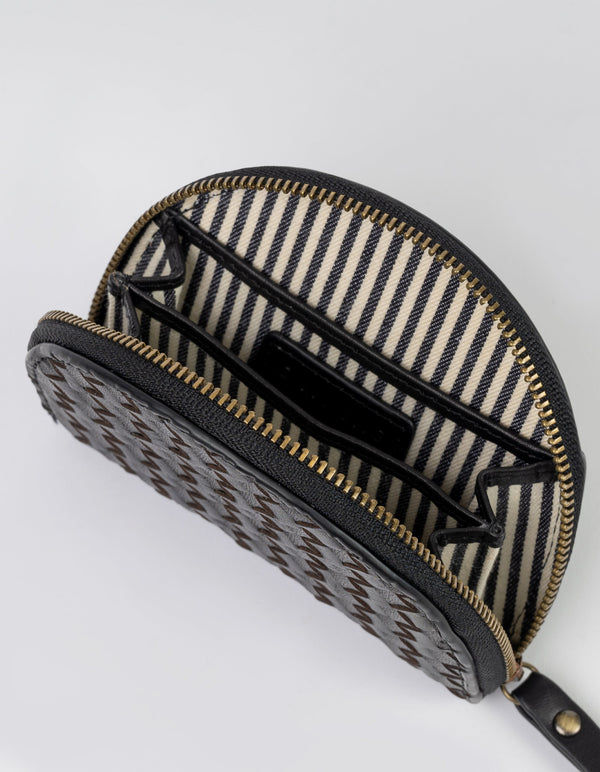 O My Bag Laura Coin Purse Black Woven Leder Portemonnaie schwarz