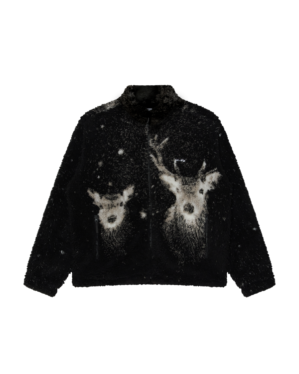 OBEY Deer Sherpa Jacket Black Multi – Vorderansicht