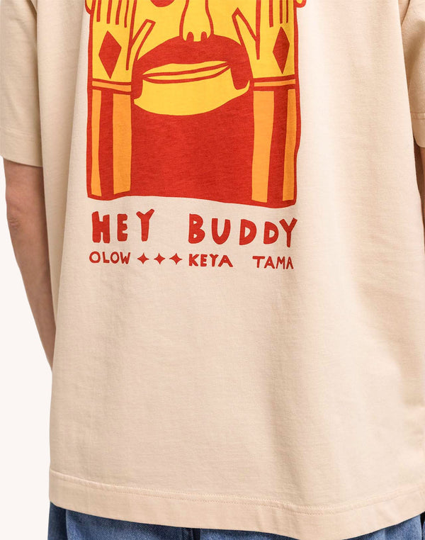 Olow Hey Buddy Crème T-Shirt Unisex creme – Detailansicht