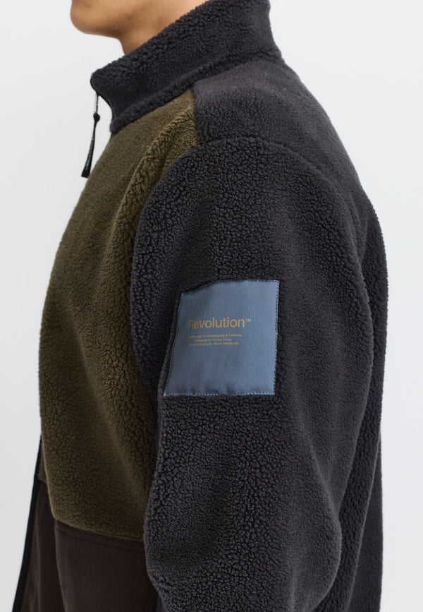 Revolution Blocked Teddyjacke Herren Darkgrey – Detailansicht