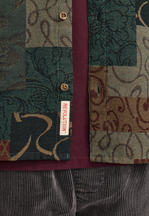 Revolution Utility Shirt Hemd Petrol – Jacquardmuster im Detail