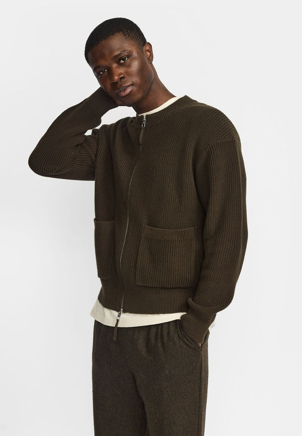 Revolution Strickjacke Herren Army – Vorderansicht