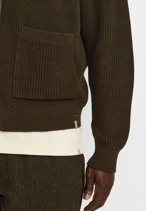 Revolution Strickjacke Herren Army – Detailansicht
