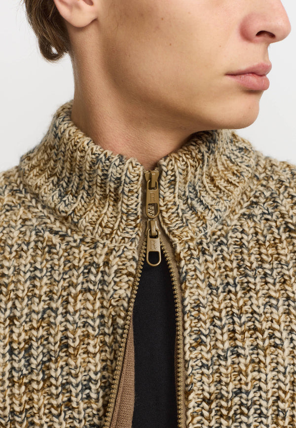 Revolution Zipped Knit Cardigan Strickjacke Offwhite – Strick- und Reißverschlussdetail